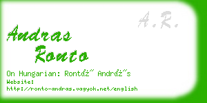 andras ronto business card